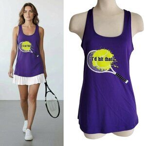 Sport-Tek Tennis "I'd Hit That" Purple Tank Top Racerback Size M